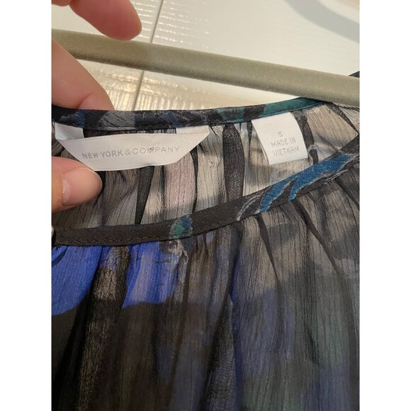 NY & Co Womens Oversized Sheer‎ Floral Top Size S Fairy Grunge Whimsigoth Y2K - Picture 2 of 10